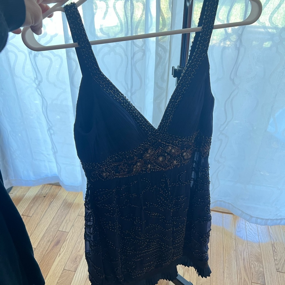 Sue Wong Midnight Blue Beaded Gown